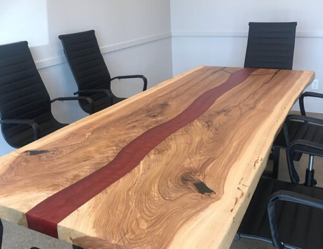 Live Edge Ash Epoxy River Conference Table