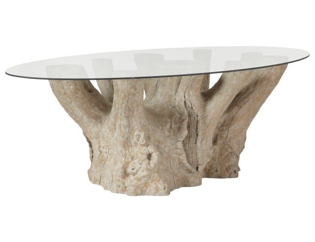 Simple Stump Root Glass Top Live Edge Coffee Table