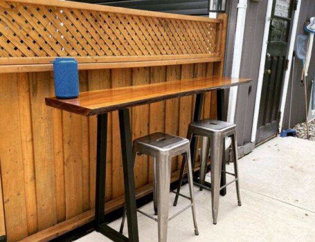 Outdoor Black Live Edge Bar Height Table